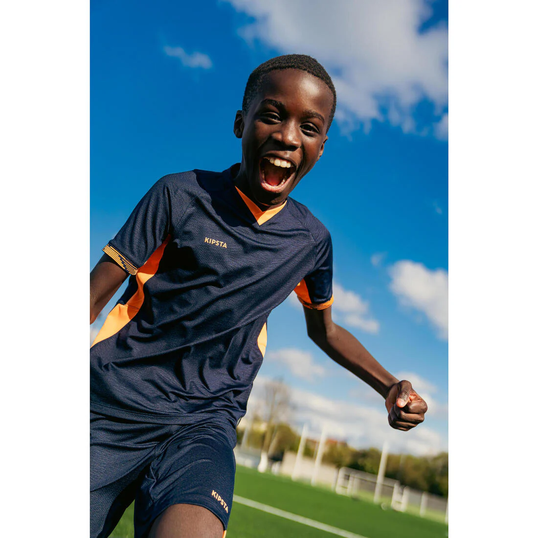 Kids' Short-Sleeved Football Shirt CLR - Orange/Navy - Image 4