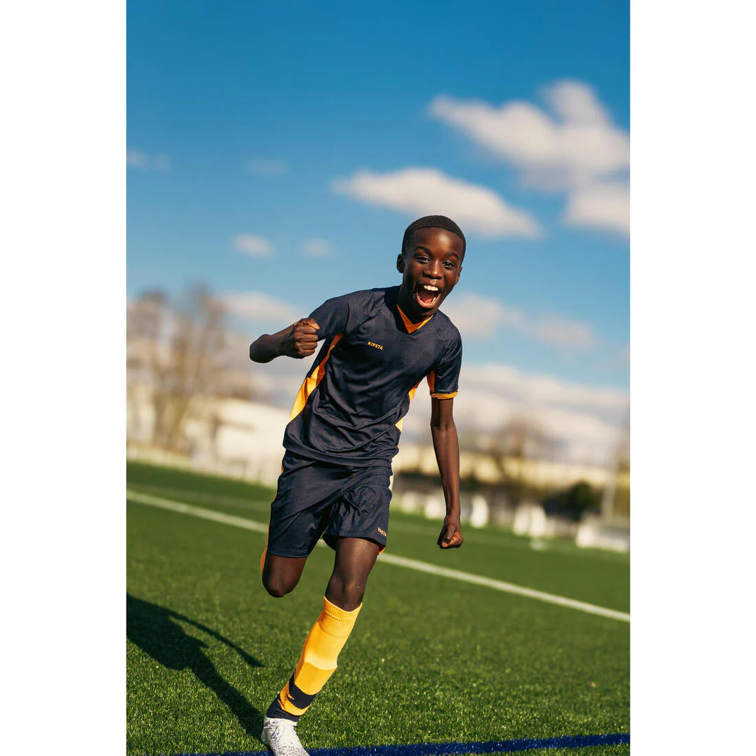 Kids' Short-Sleeved Football Shirt CLR - Orange/Navy - Image 9
