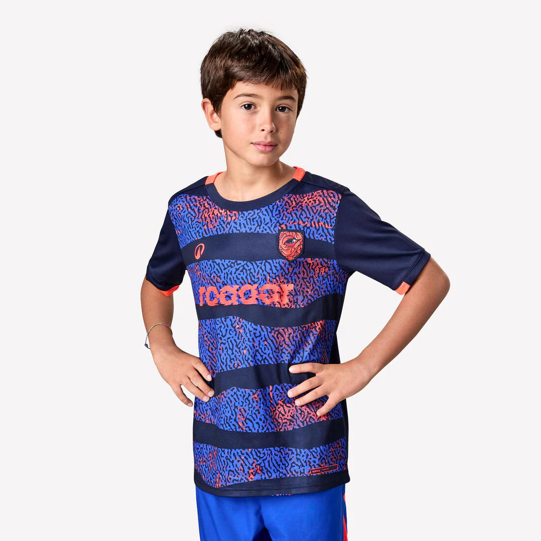 Kids' Short-Sleeved Football Shirt Viralto Roarrr Rhino Stripey