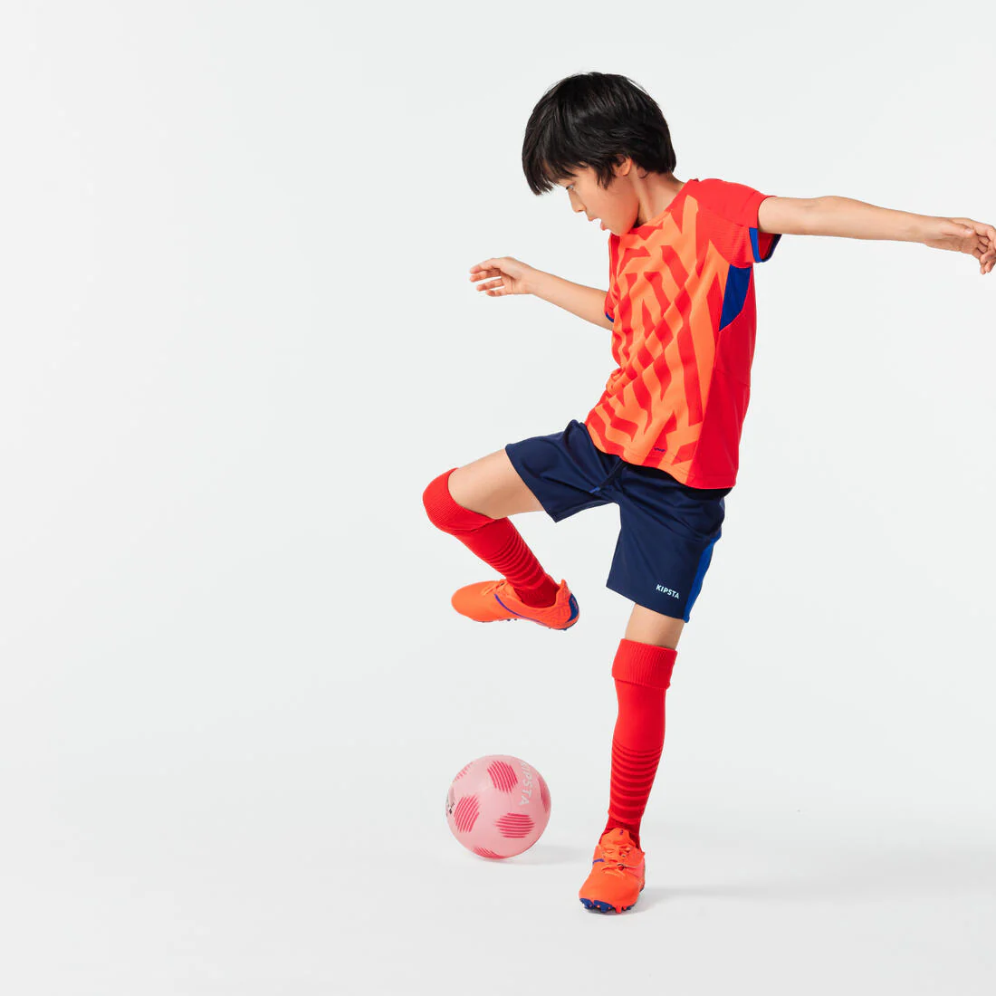Kids' Short-Sleeved Football Shirt Viralto Solo - Jungle Red & - Image 11