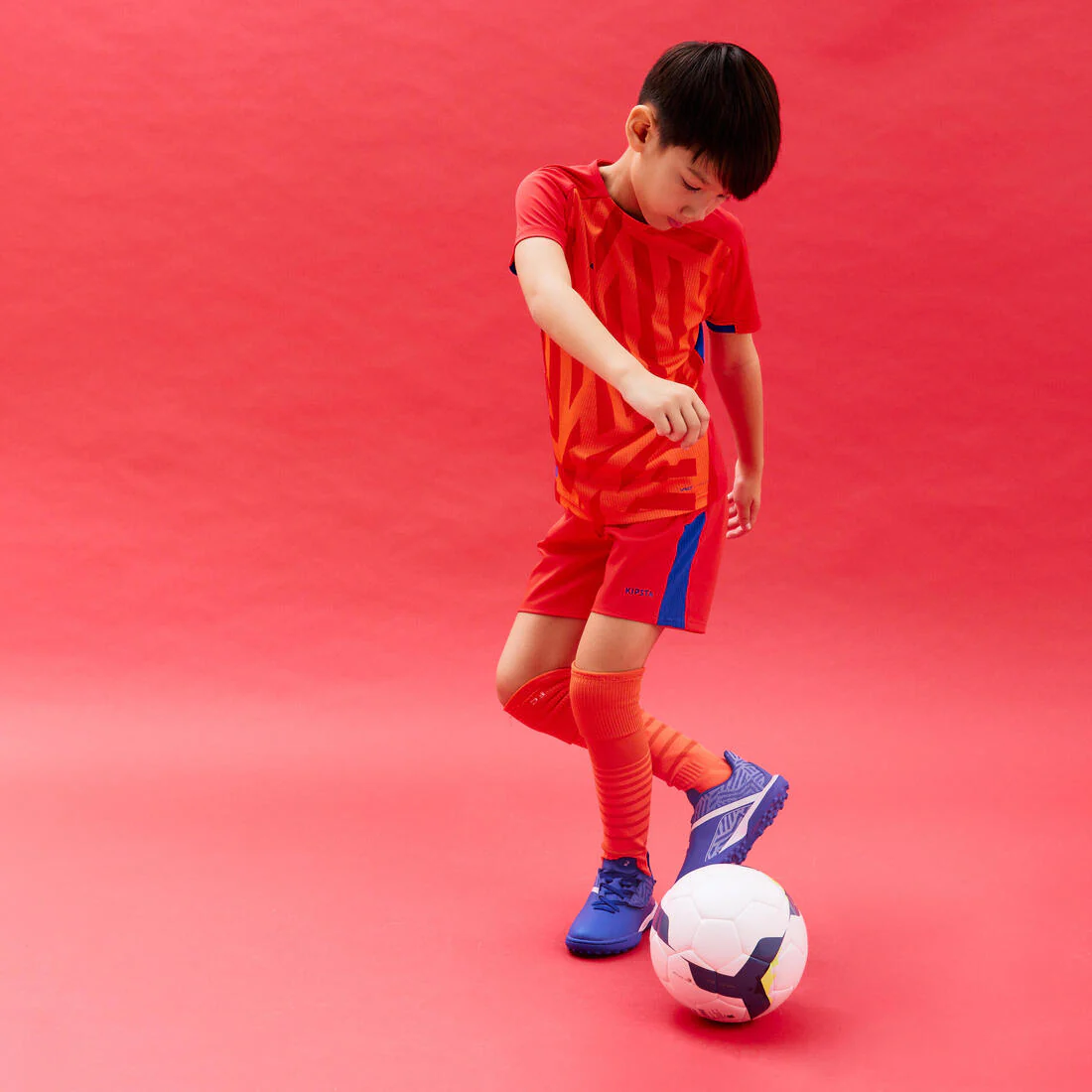 Kids' Short-Sleeved Football Shirt Viralto Solo - Jungle Red & - Image 13