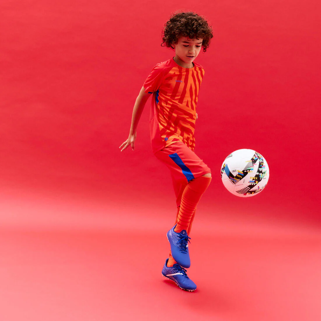 Kids' Short-Sleeved Football Shirt Viralto Solo - Jungle Red & - Image 14