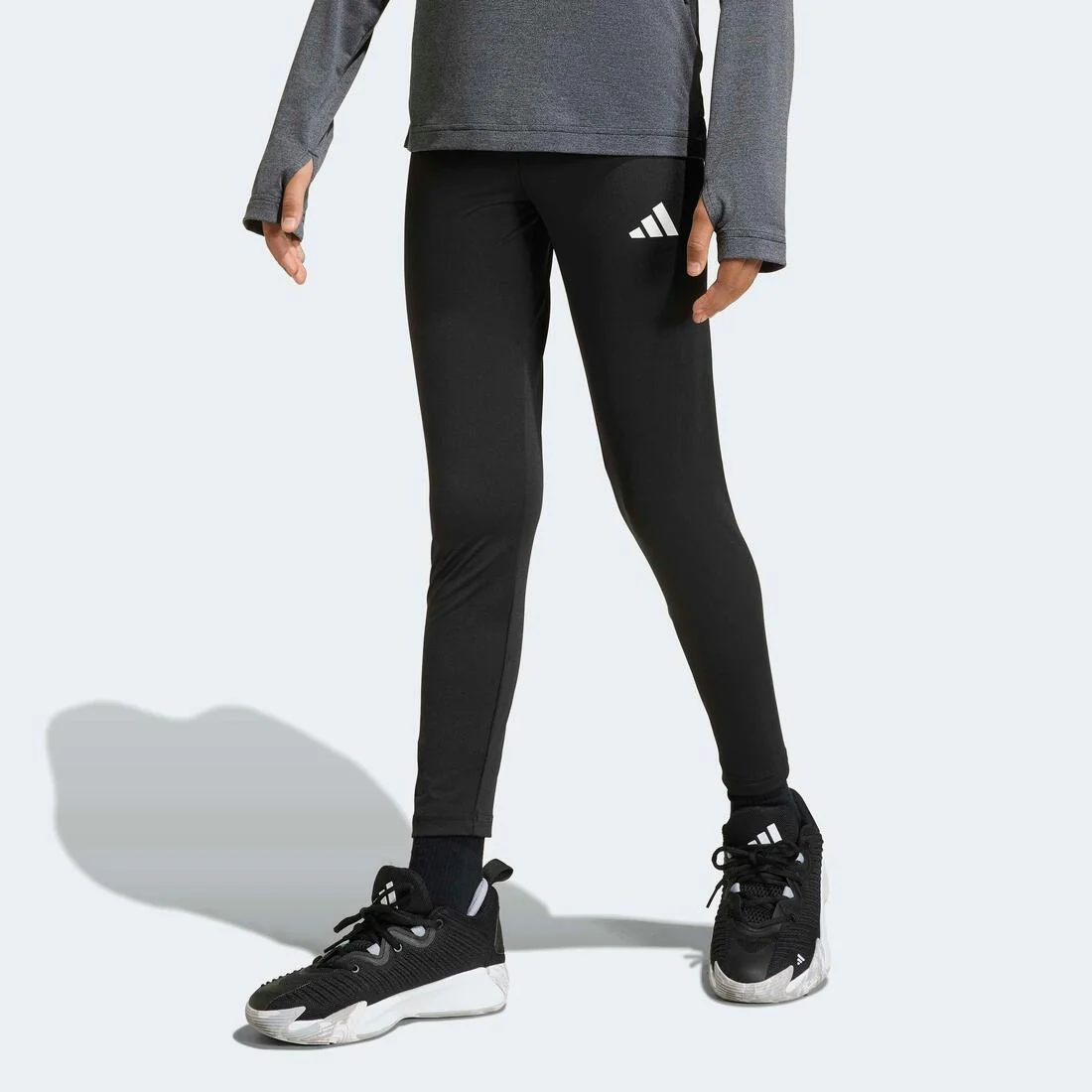 Kids Train Essentials 3-Stripes Leggings, Black - Image 2