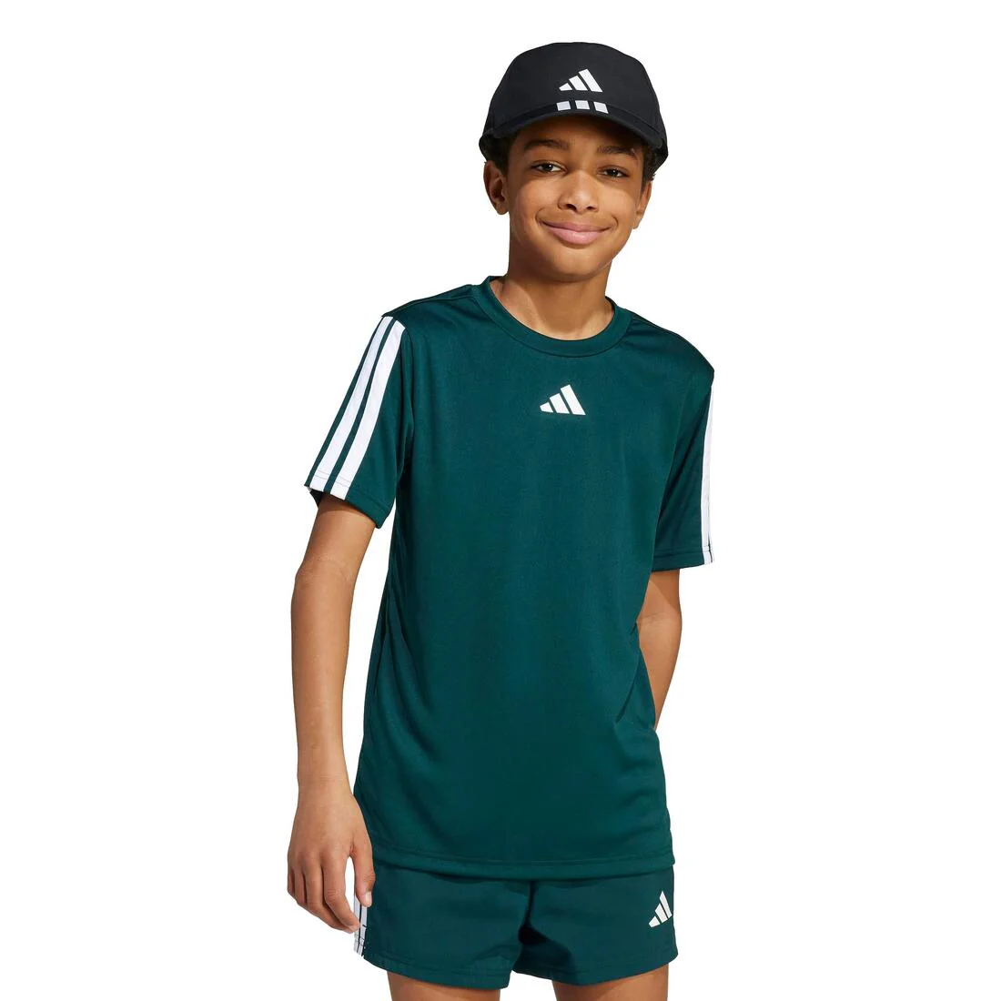 Kids Train Essentials 3-Stripes T-Shirt , Green