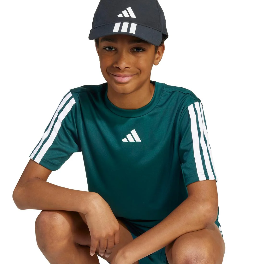 Kids Train Essentials 3-Stripes T-Shirt , Green - Image 4