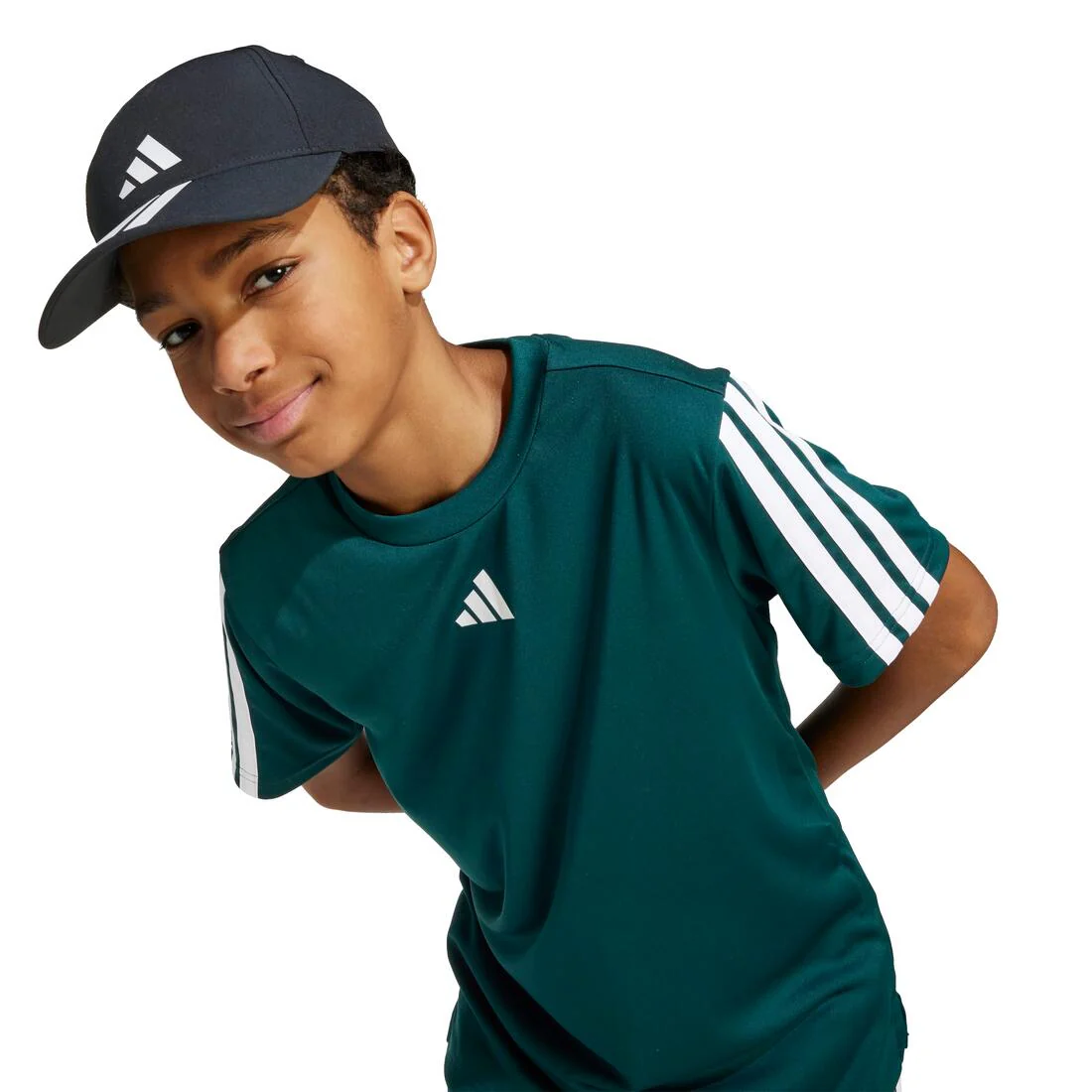 Kids Train Essentials 3-Stripes T-Shirt , Green - Image 5