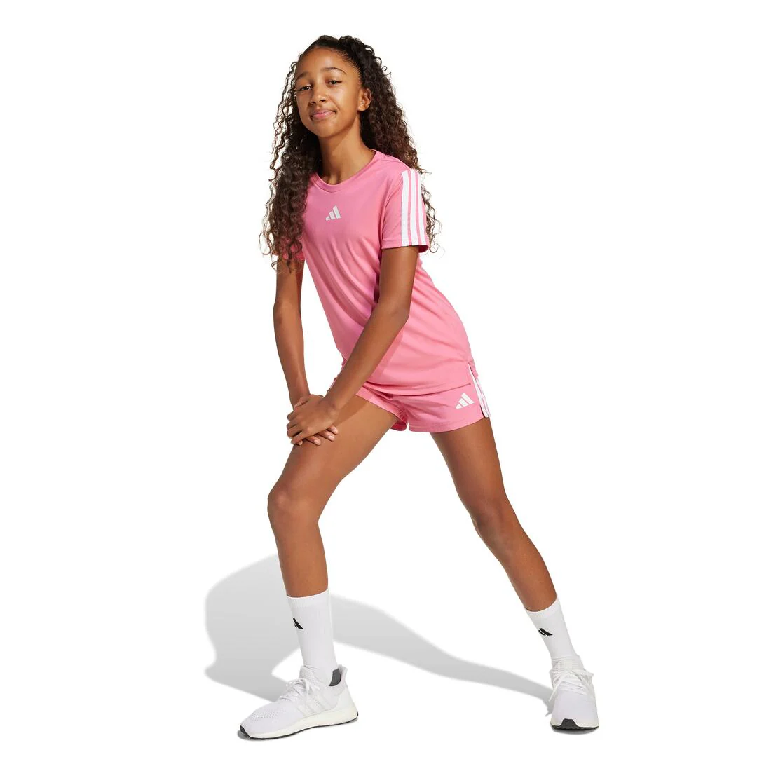 Kids Training Essentials 3-Stripes Tee, Pink - Image 2