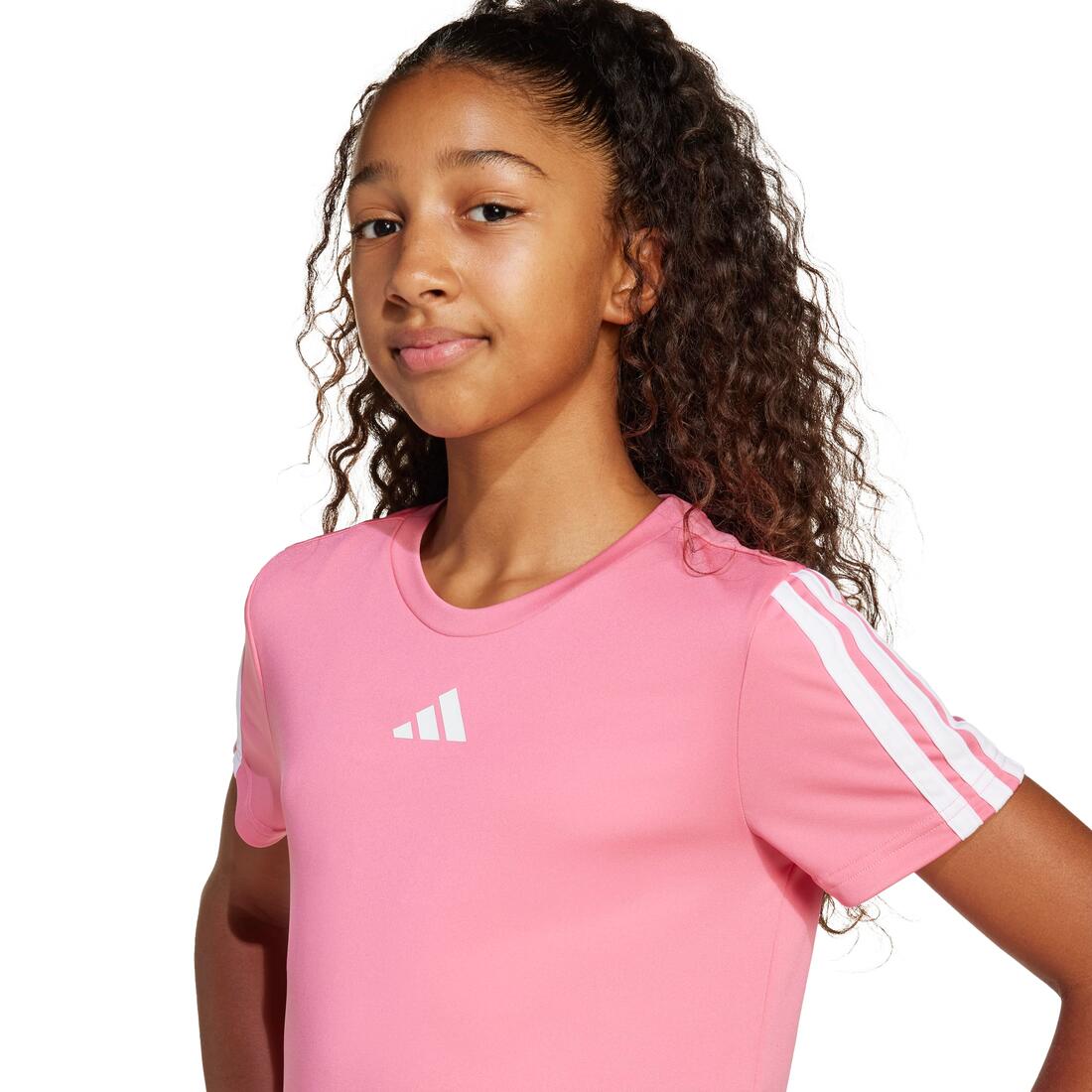 Kids Training Essentials 3-Stripes Tee, Pink - Image 5