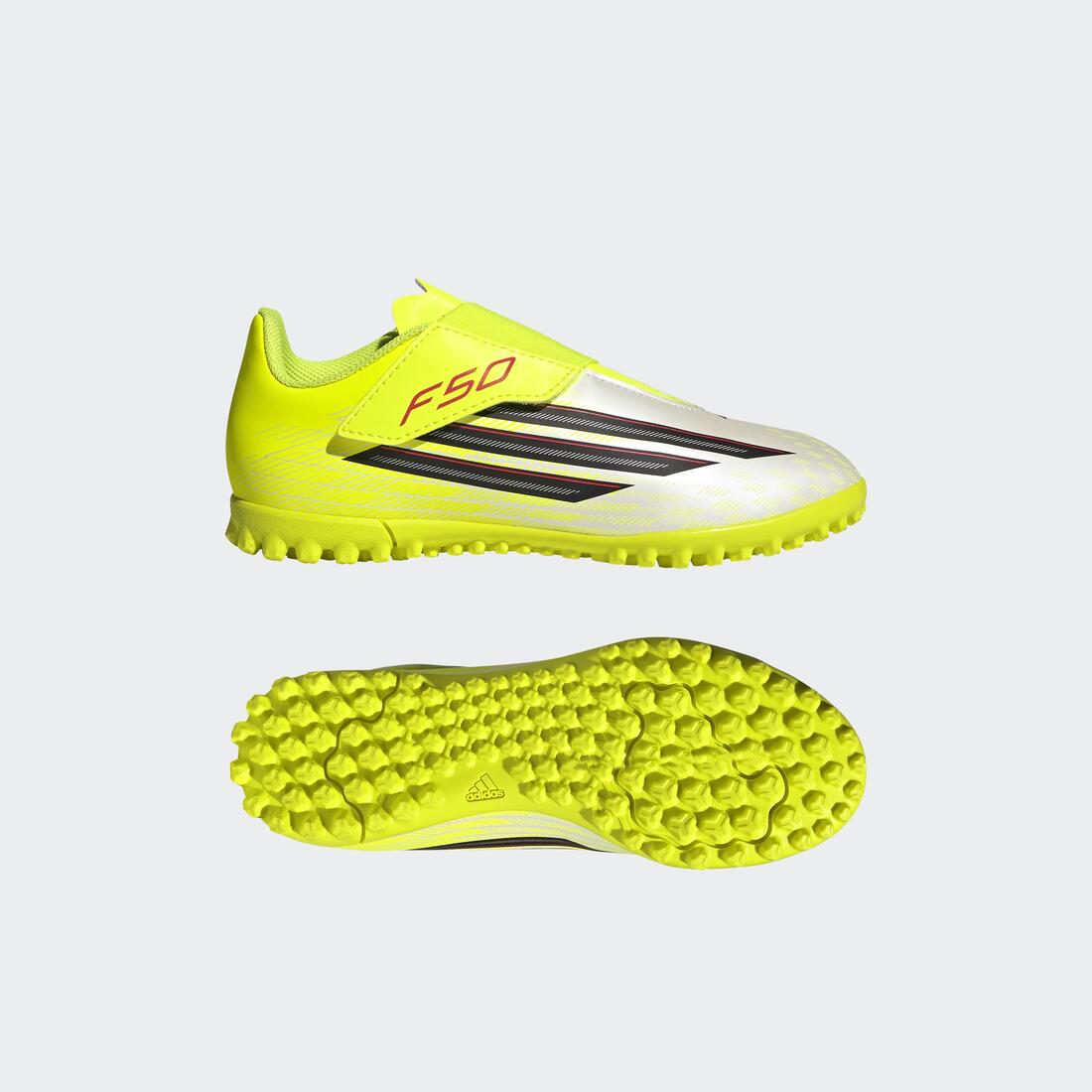Kids Unisex F50 Club Velcro Turf Football Shoes Kids, Yellow - Image 9