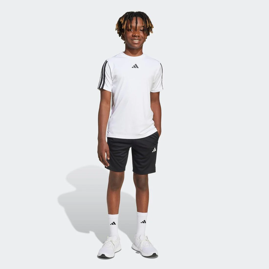 Kids Unisex Train Essentials 3-Stripes Shorts, Black - Image 6