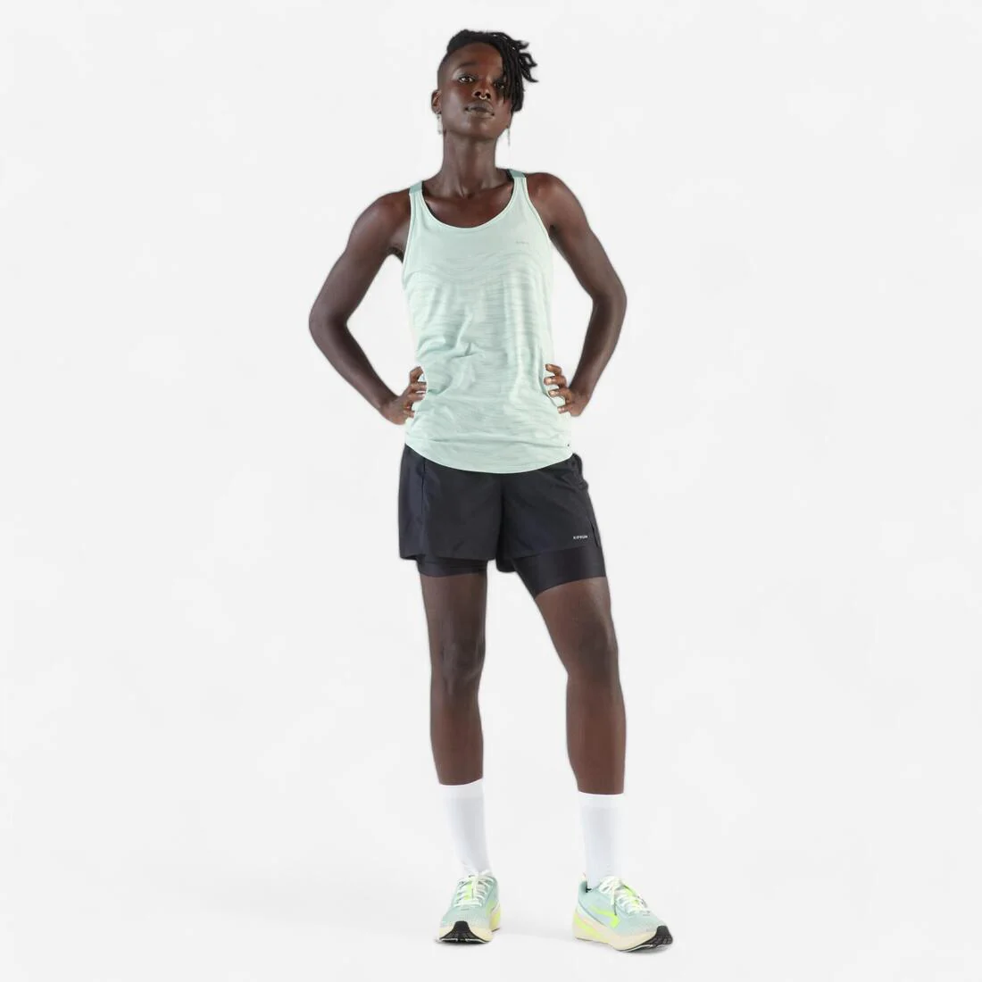 KIPRUN Run 500 women's running tank top with built-in bra - green - Image 6