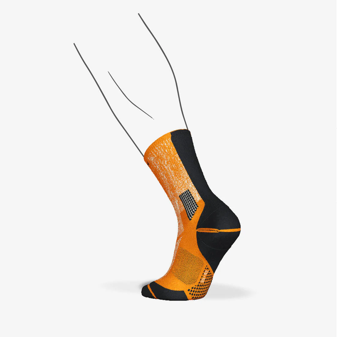 KIPRUN run900 Mid-Calf Thick Running Socks - Orange/Graffiti - Image 6