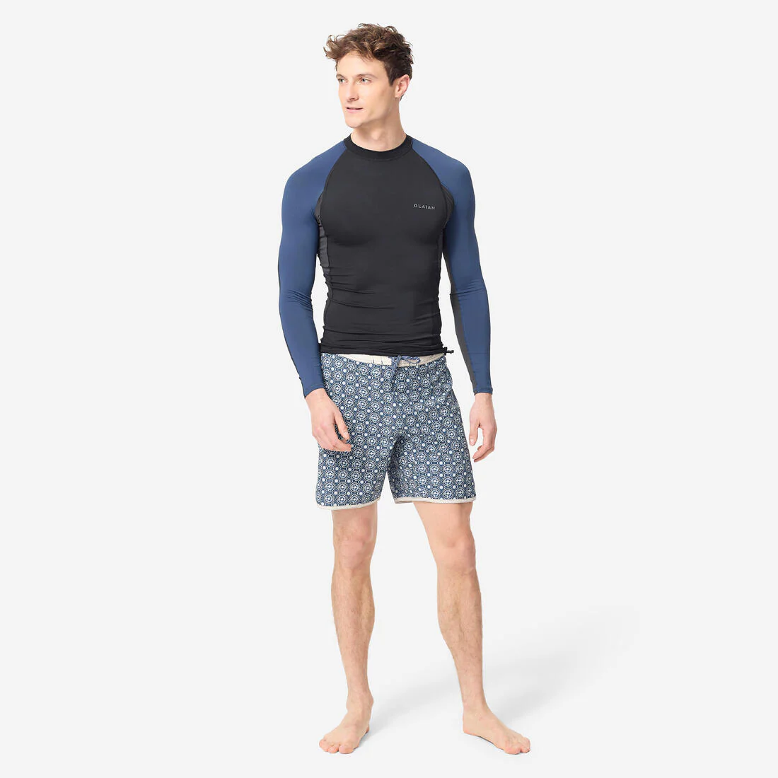 Men's anti-UV T-shirt long-sleeved - 500 black blue - Image 2
