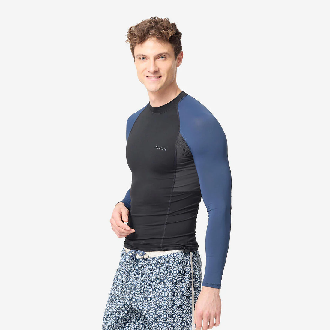 Men's anti-UV T-shirt long-sleeved - 500 black blue - Image 3