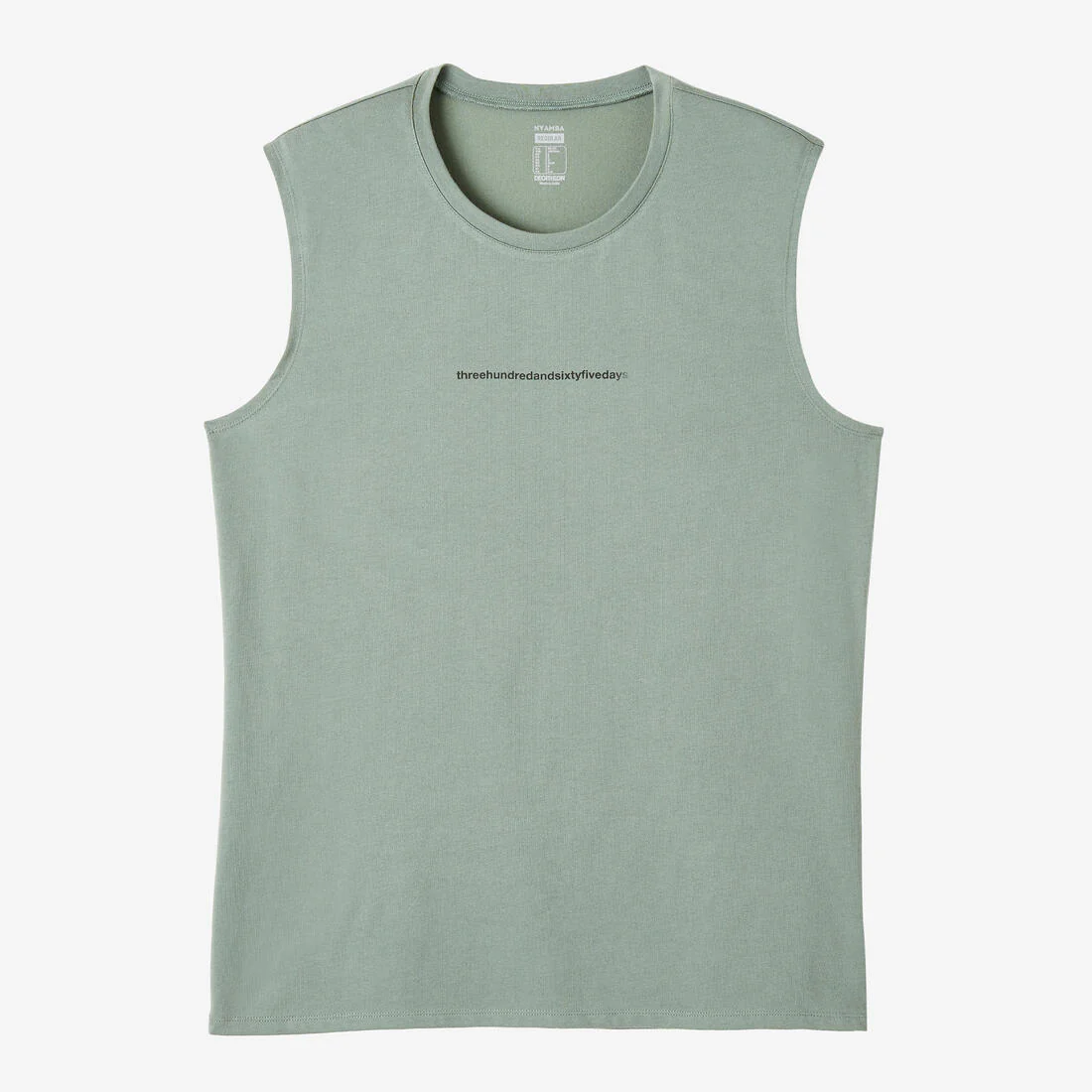 Men's Crew Neck Straight-Cut Cotton Fitness Tank Top 500 - Green With Pattern - Image 6