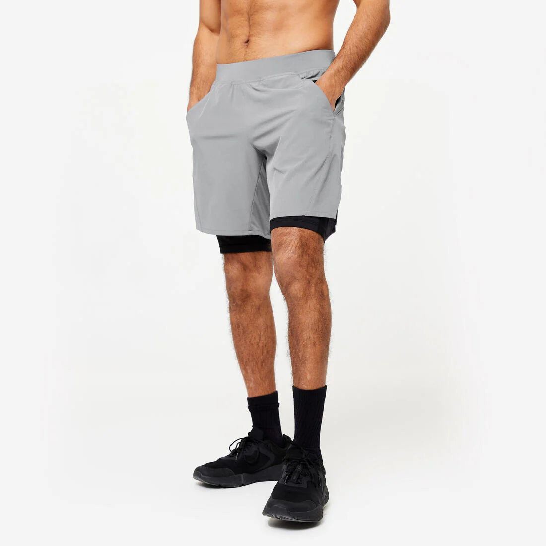 Men's Fitness Zip Pocket Breathable 2-in-1 Shorts - Image 3