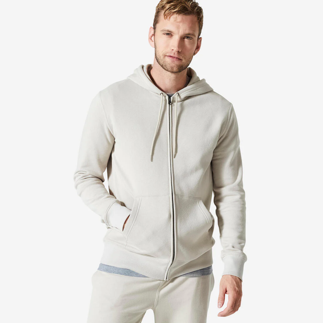 Men's Fleece Zip-Up Fitness Hoodie