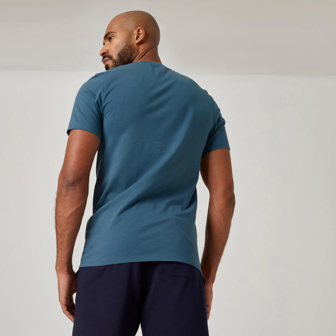 Men's Short-Sleeved Fitted-Cut Crew Neck Cotton Fitness T-Shirt 500 - Garnet - Image 2