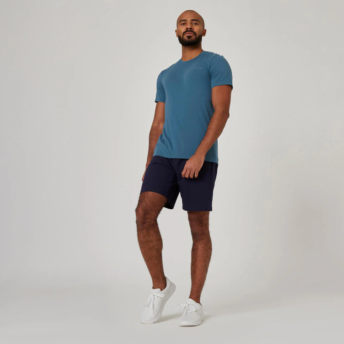 Men's Short-Sleeved Fitted-Cut Crew Neck Cotton Fitness T-Shirt 500 - Garnet - Image 3