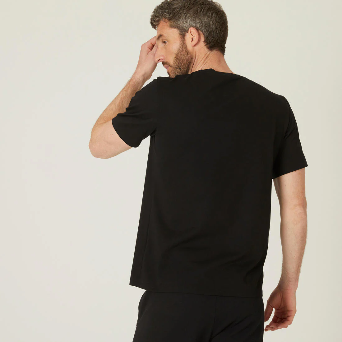 Men's Short-Sleeved Straight-Cut Crew Neck Cotton Fitness T-Shirt 500 Garnet - Image 13