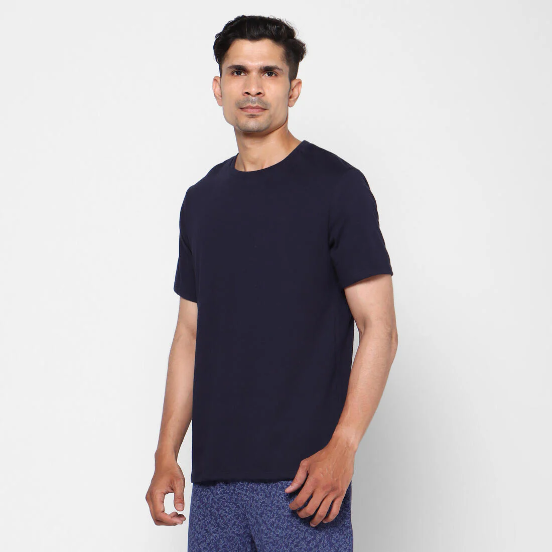 Men's Short-Sleeved Straight-Cut Crew Neck Cotton Fitness T-Shirt 500 Garnet - Image 15