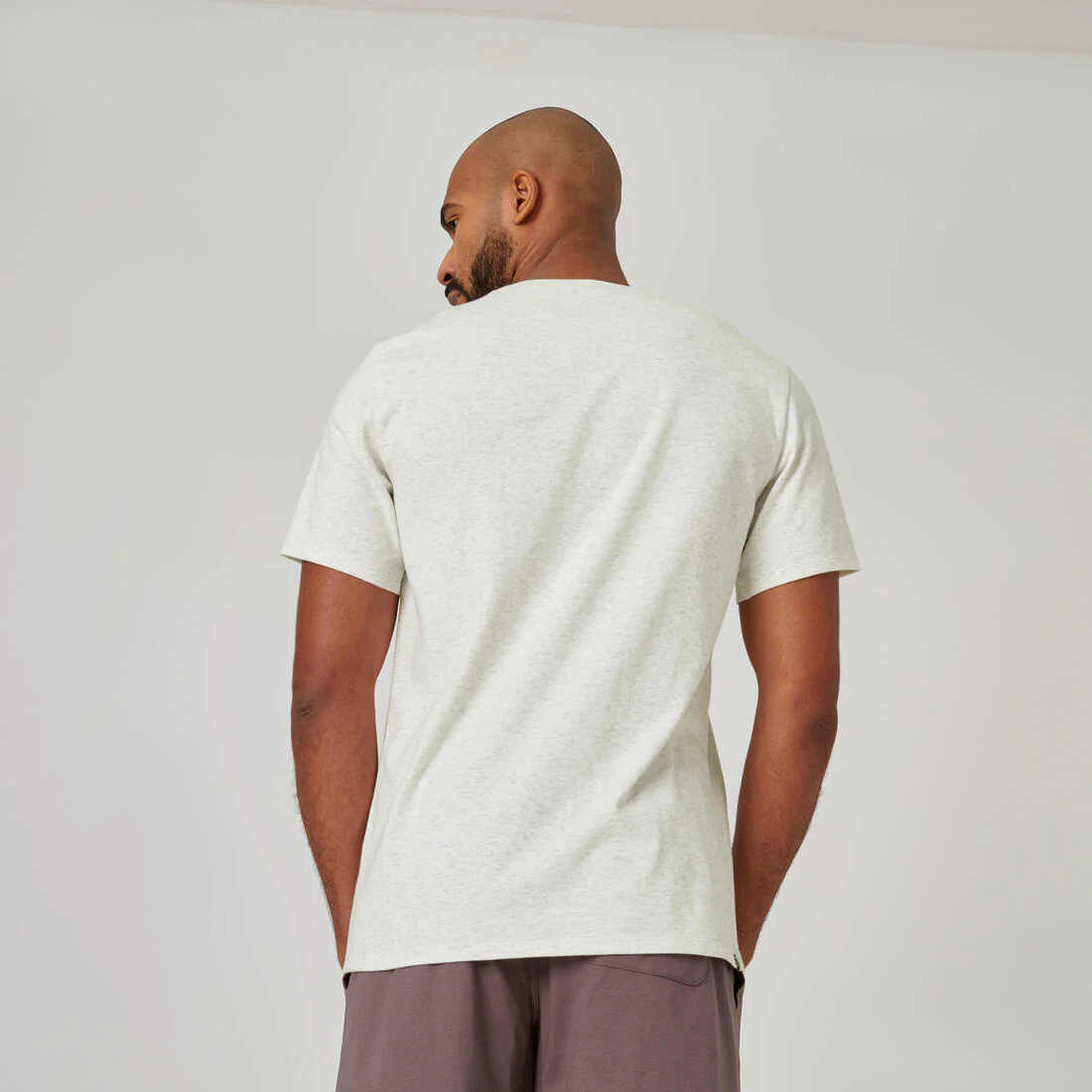 Men's Short-Sleeved Straight-Cut Crew Neck Cotton Fitness T-Shirt 500 Garnet - Image 19