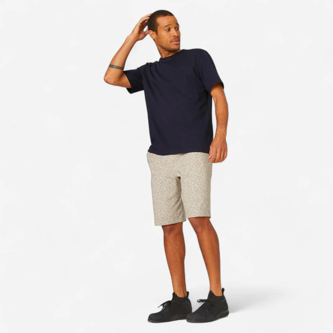 Men's Short-Sleeved Straight-Cut Crew Neck Cotton Fitness T-Shirt 500 Garnet - Image 2