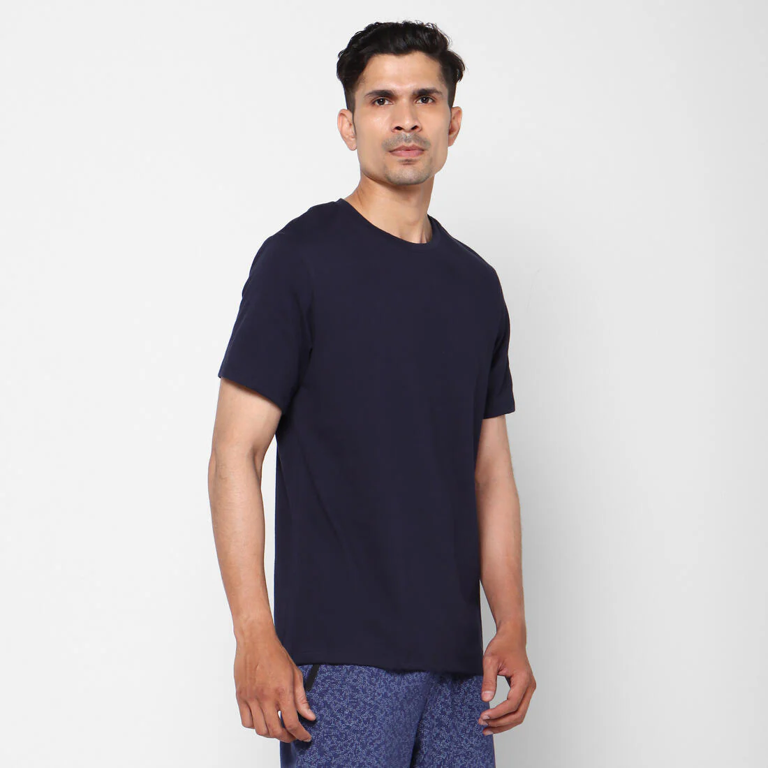 Men's Short-Sleeved Straight-Cut Crew Neck Cotton Fitness T-Shirt 500 Garnet - Image 28