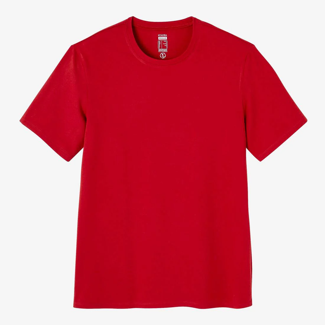 Men's Short-Sleeved Straight-Cut Crew Neck Cotton Fitness T-Shirt 500 Garnet - Image 34