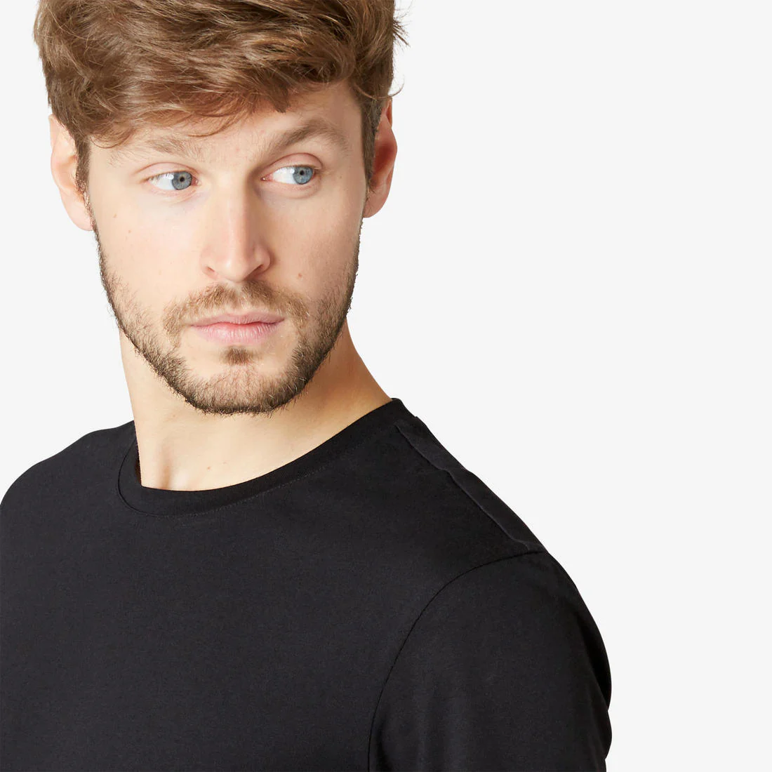 Men's Short-Sleeved Straight-Cut Crew Neck Cotton Fitness T-Shirt 500 Garnet - Image 38