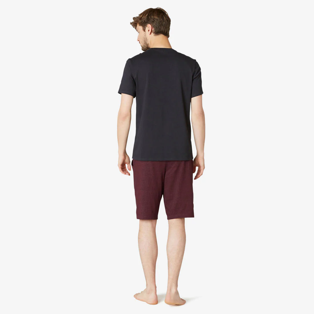 Men's Short-Sleeved Straight-Cut Crew Neck Cotton Fitness T-Shirt 500 Garnet - Image 43