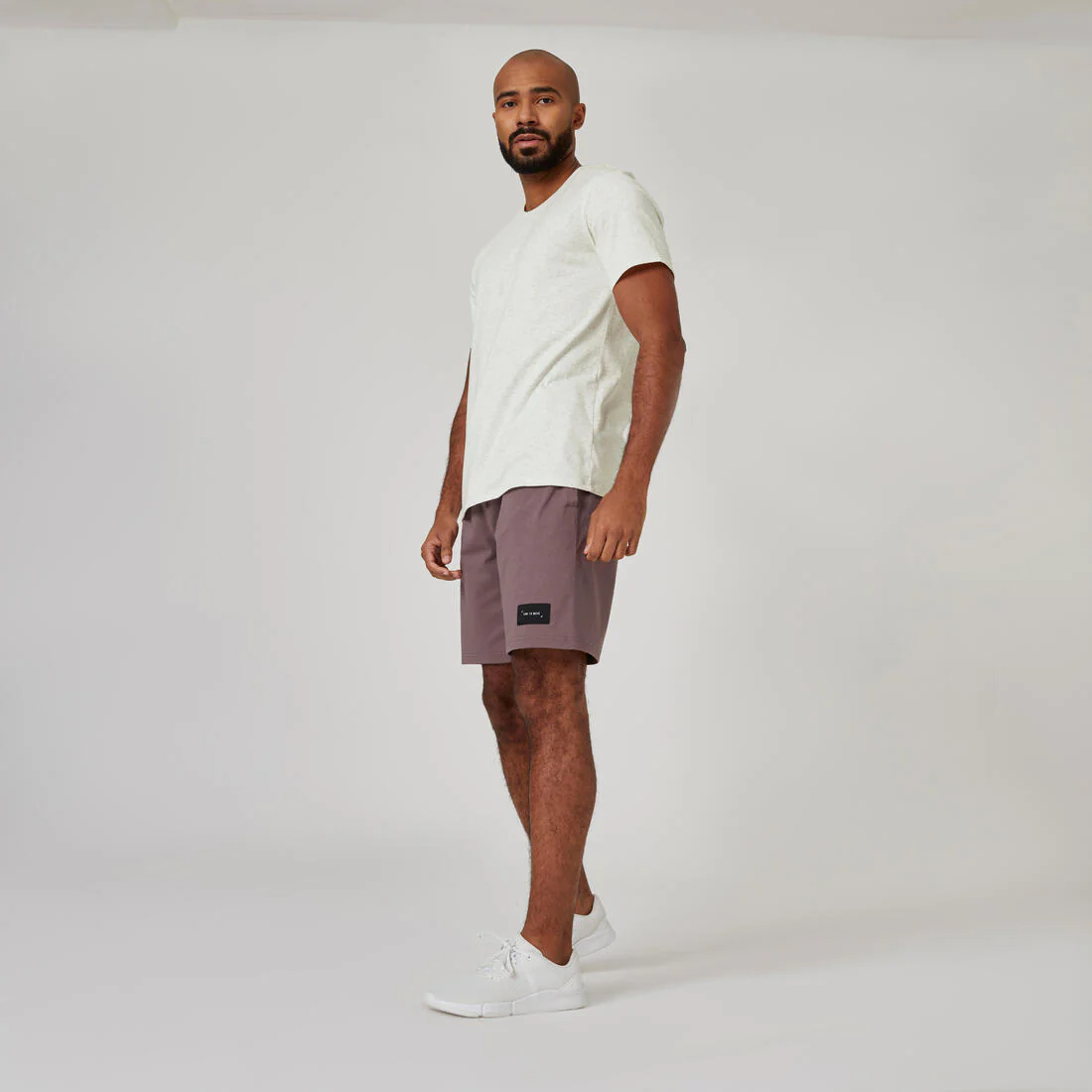 Men's Short-Sleeved Straight-Cut Crew Neck Cotton Fitness T-Shirt 500 Garnet - Image 5