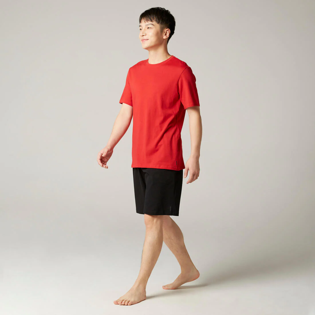 Men's Short-Sleeved Straight-Cut Crew Neck Cotton Fitness T-Shirt 500 Garnet - Image 57