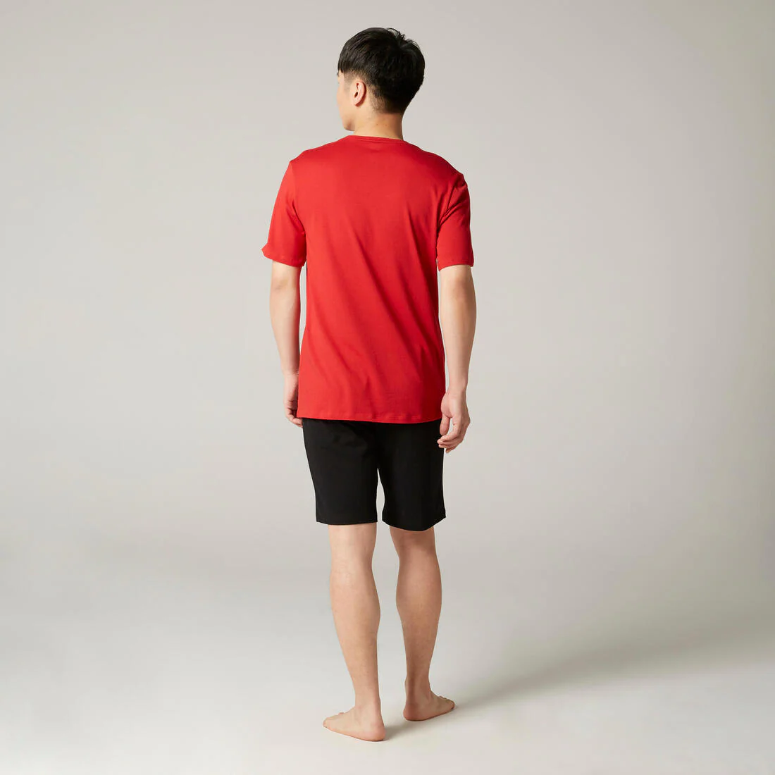 Men's Short-Sleeved Straight-Cut Crew Neck Cotton Fitness T-Shirt 500 Garnet - Image 59