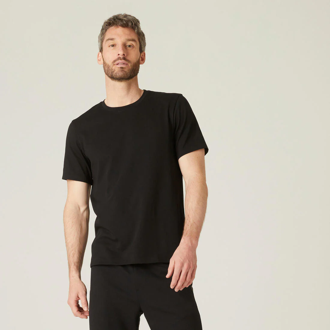 Men's Short-Sleeved Straight-Cut Crew Neck Cotton Fitness T-Shirt 500 Garnet - Image 6