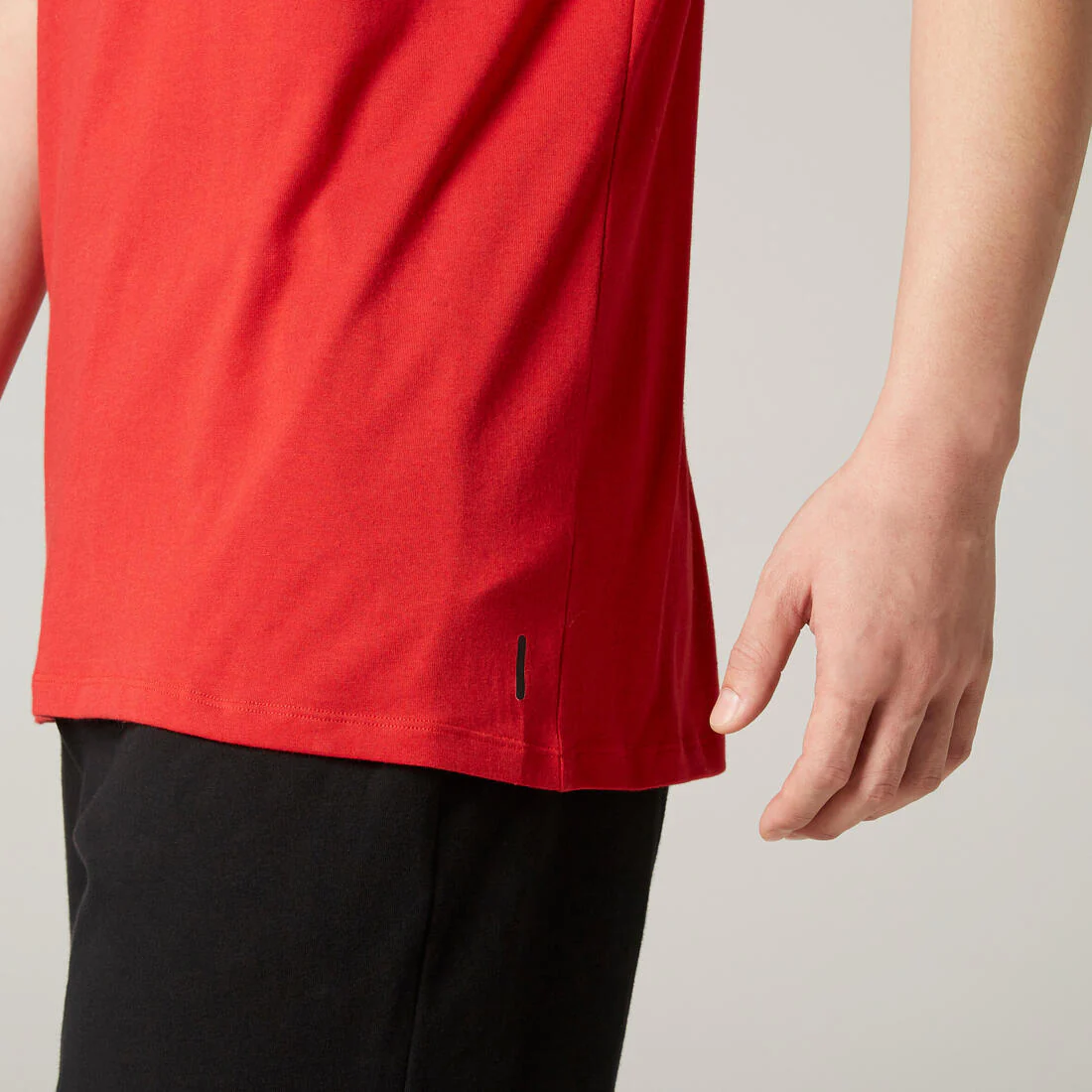 Men's Short-Sleeved Straight-Cut Crew Neck Cotton Fitness T-Shirt 500 Garnet - Image 60