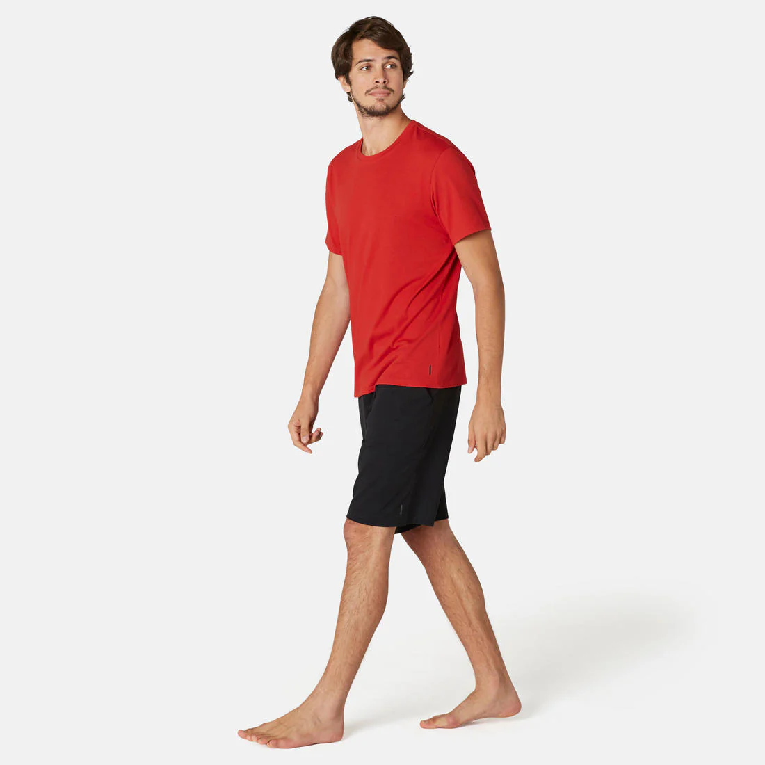 Men's Short-Sleeved Straight-Cut Crew Neck Cotton Fitness T-Shirt 500 Garnet - Image 63