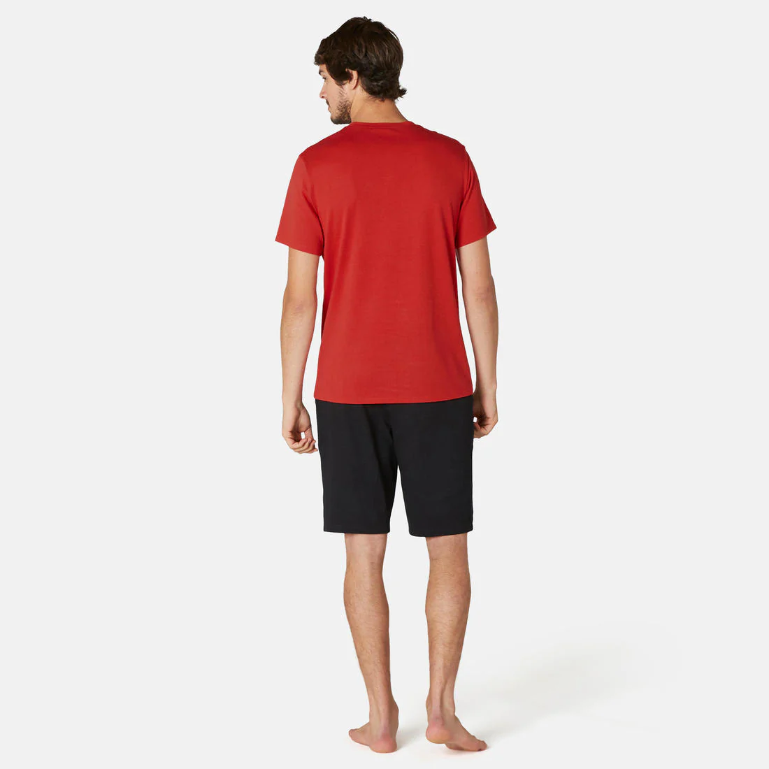 Men's Short-Sleeved Straight-Cut Crew Neck Cotton Fitness T-Shirt 500 Garnet - Image 68