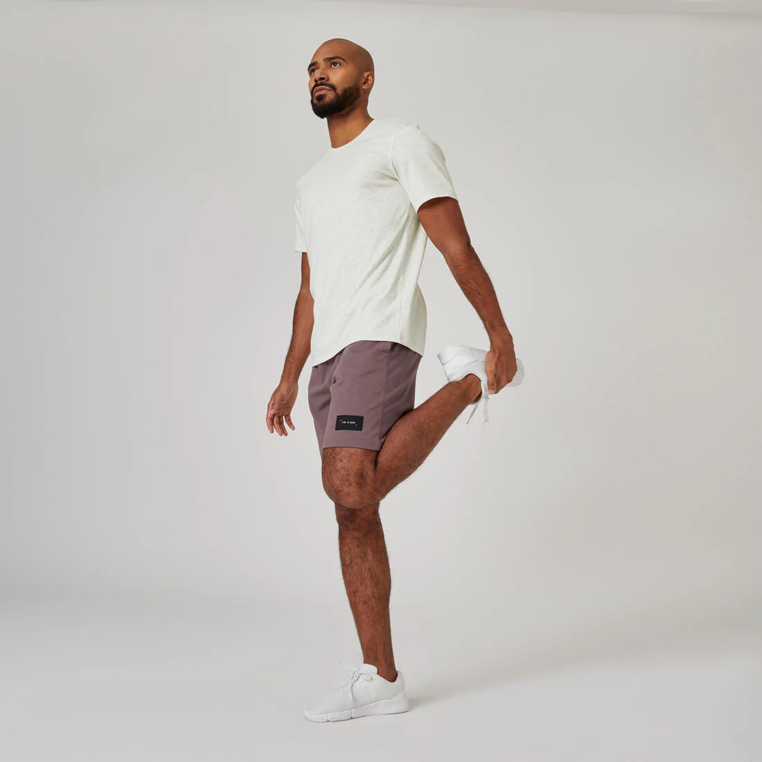 Men's Short-Sleeved Straight-Cut Crew Neck Cotton Fitness T-Shirt 500 Garnet - Image 9