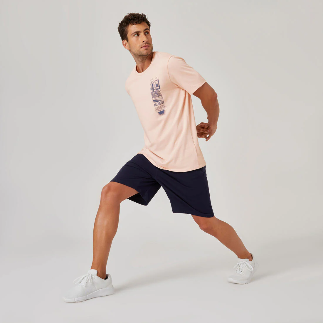 Men's Short-Sleeved Straight-Cut Crew Neck Cotton Fitness T-Shirt 500 - Glacier - Image 10
