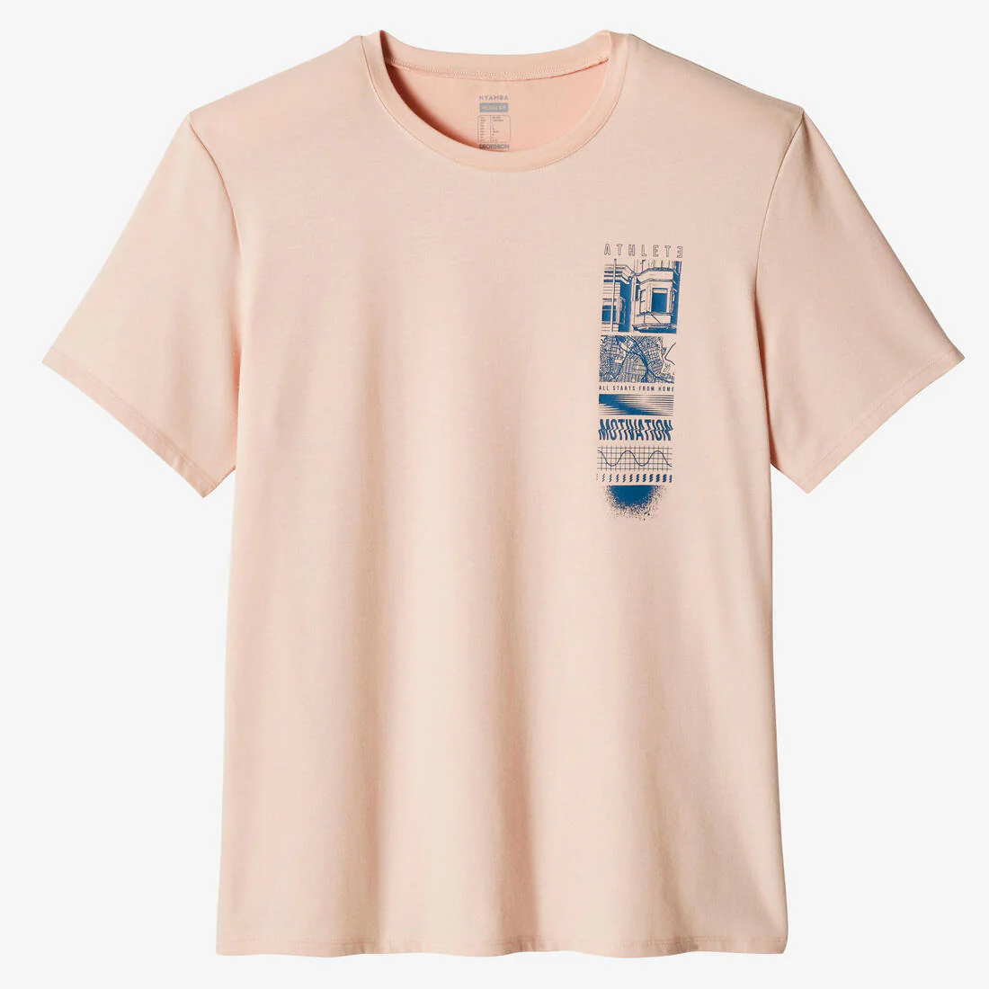 Men's Short-Sleeved Straight-Cut Crew Neck Cotton Fitness T-Shirt 500 - Glacier - Image 12