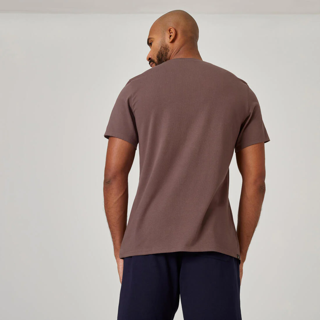 Men's Short-Sleeved Straight-Cut Crew Neck Cotton Fitness T-Shirt 500 - Glacier - Image 4