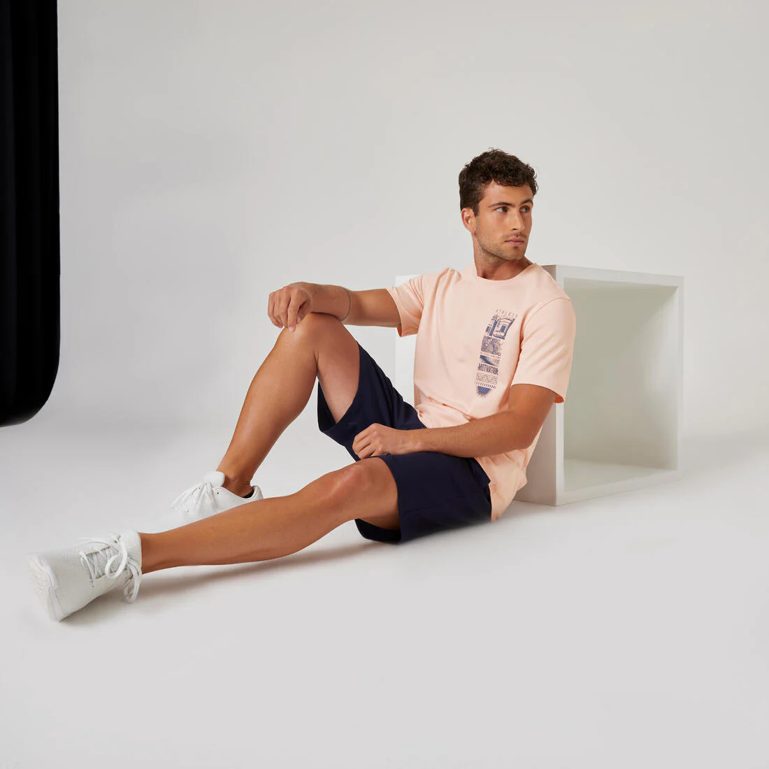 Men's Short-Sleeved Straight-Cut Crew Neck Cotton Fitness T-Shirt 500 - Glacier - Image 5
