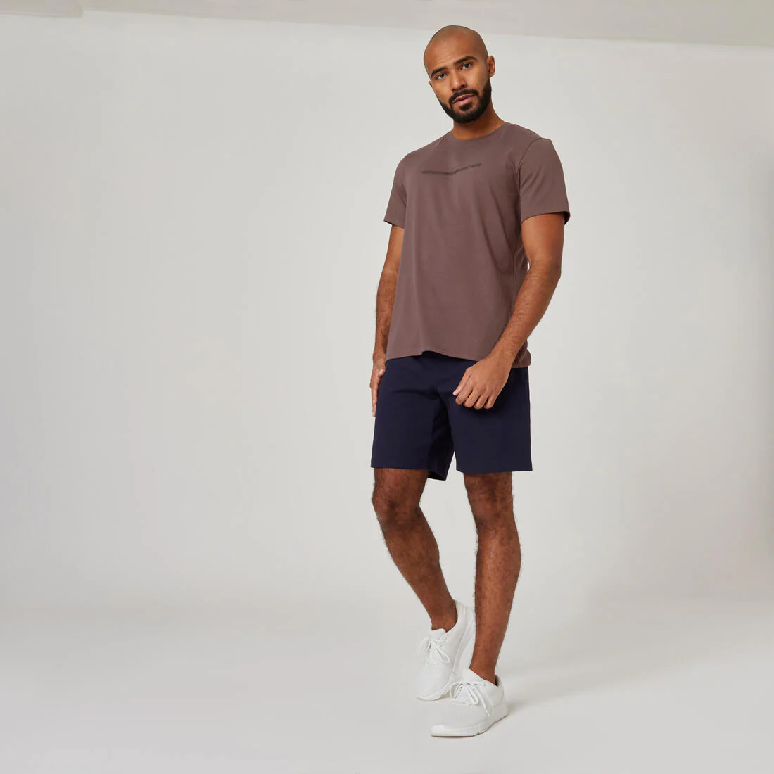 Men's Short-Sleeved Straight-Cut Crew Neck Cotton Fitness T-Shirt 500 - Glacier - Image 6