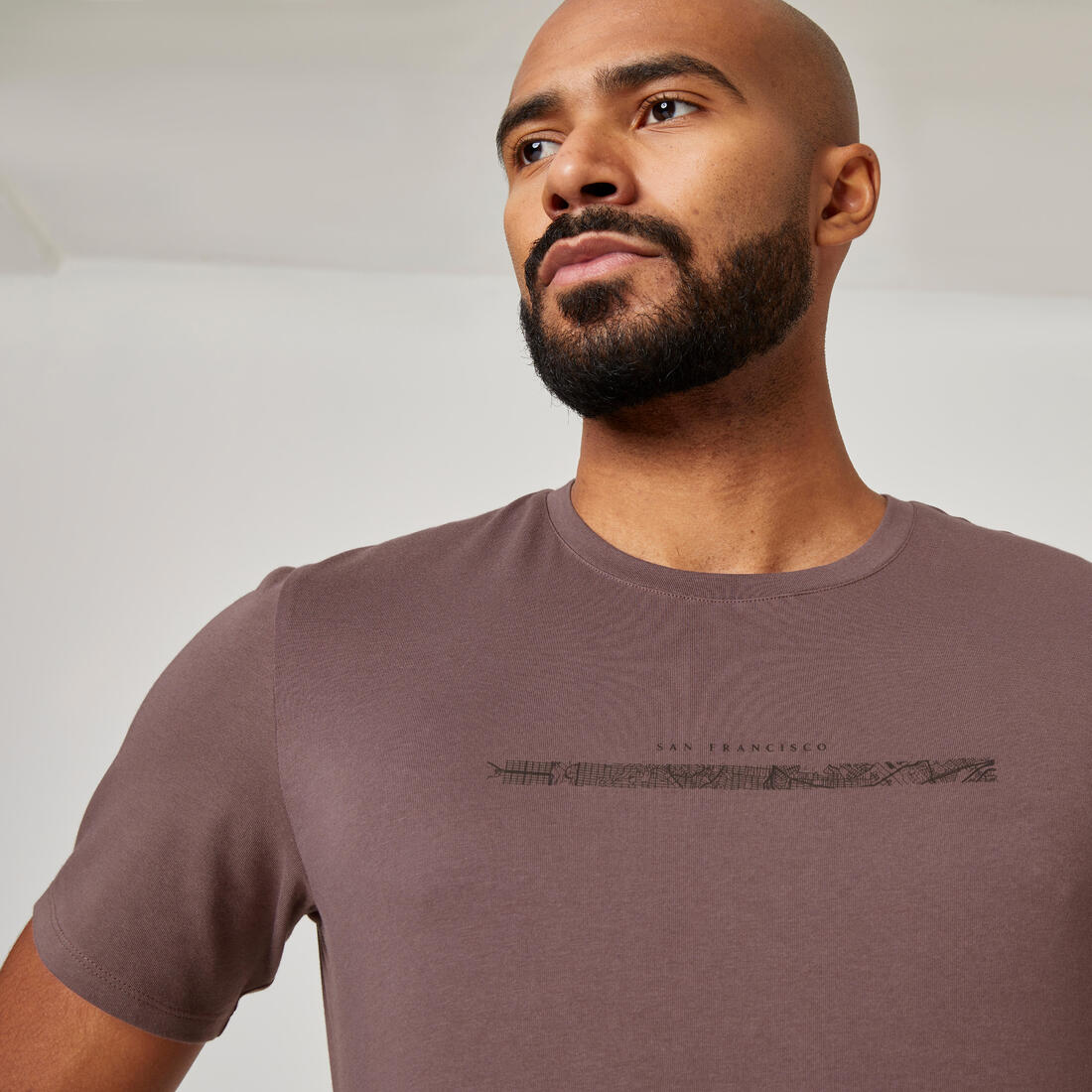 Men's Short-Sleeved Straight-Cut Crew Neck Cotton Fitness T-Shirt 500 - Glacier - Image 7