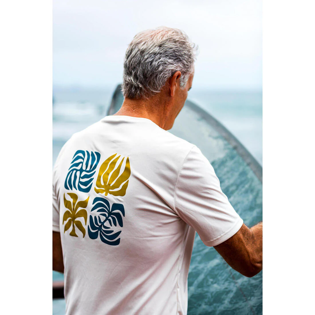 Men's Surfing Short-Sleeved Anti-UV T-Shirt - Grey print - Image 11