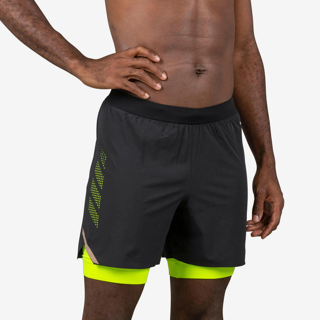 Men’s Swimming Jammer-Swim Short 500 Fiti - Black/Yellow/Beige