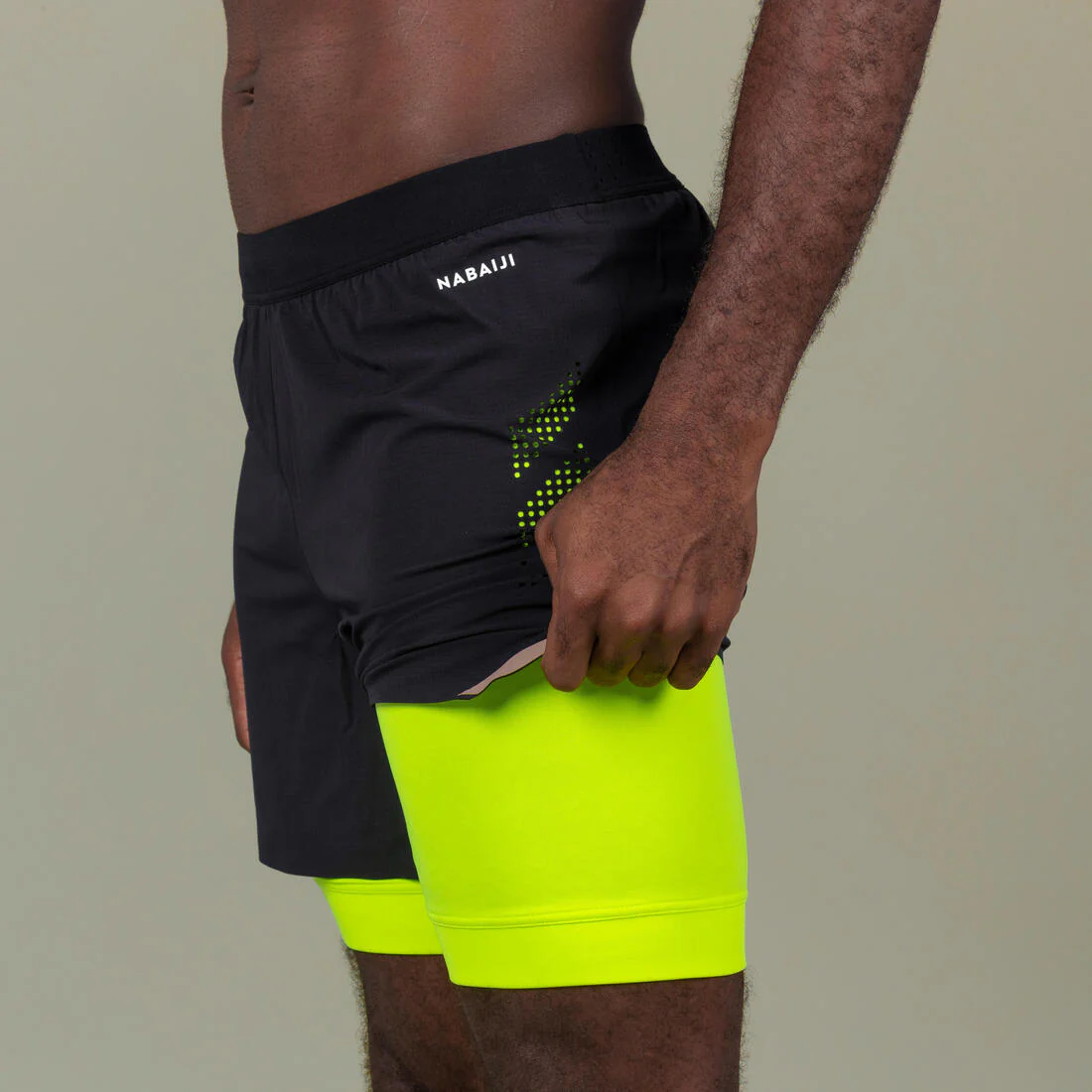 Men’s Swimming Jammer-Swim Short 500 Fiti - Black/Yellow/Beige - Image 3