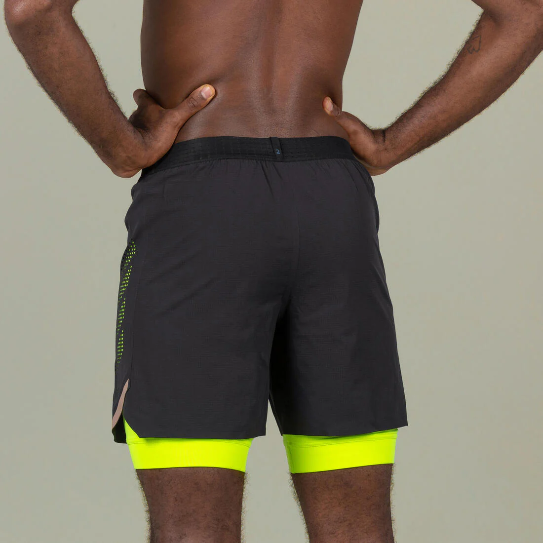 Men’s Swimming Jammer-Swim Short 500 Fiti - Black/Yellow/Beige - Image 4