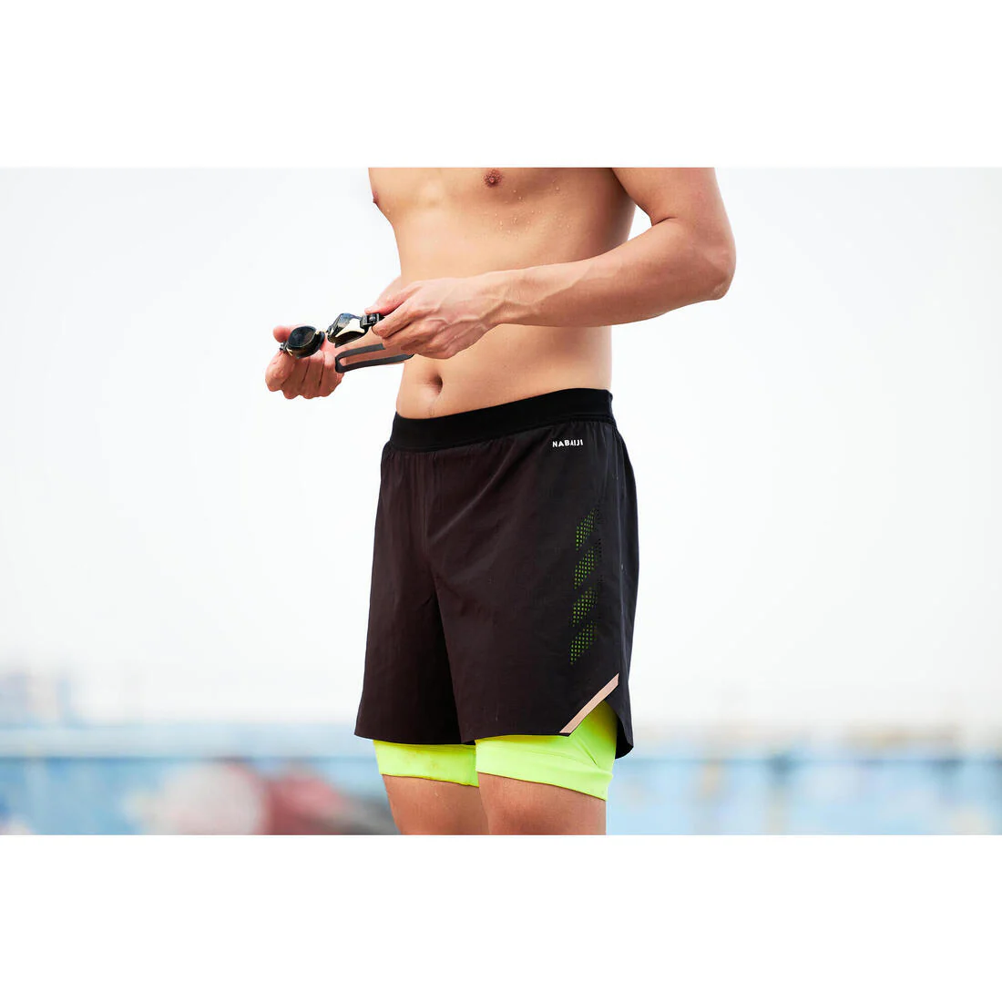 Men’s Swimming Jammer-Swim Short 500 Fiti - Black/Yellow/Beige - Image 8